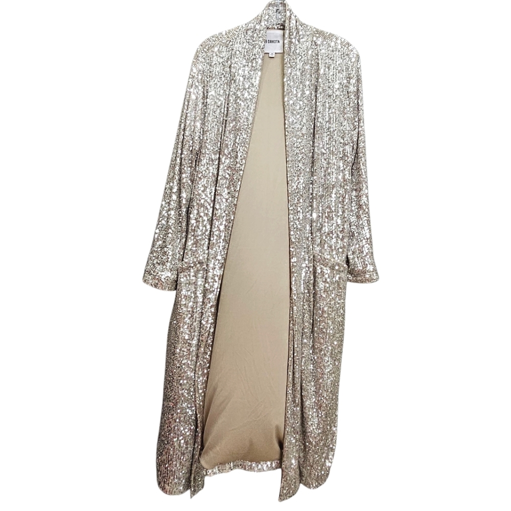 BB DAKOTA Nwot Silver Sequin Showstoper By Steve Madden Duster/Jacket - Picture 3 of 17